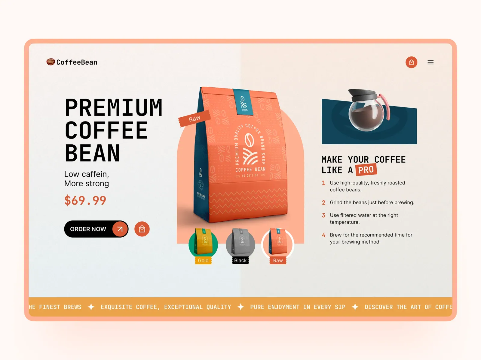 Premium coffee e-commerce storefront designed and built by Crypted AI